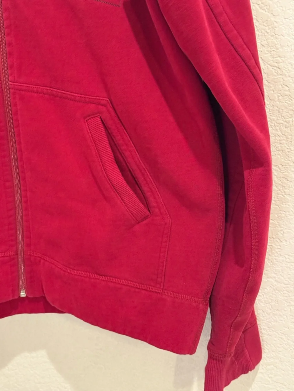 Lululemon Red Full Zip Hoodie Heavyweight Sweatshirt Size L
